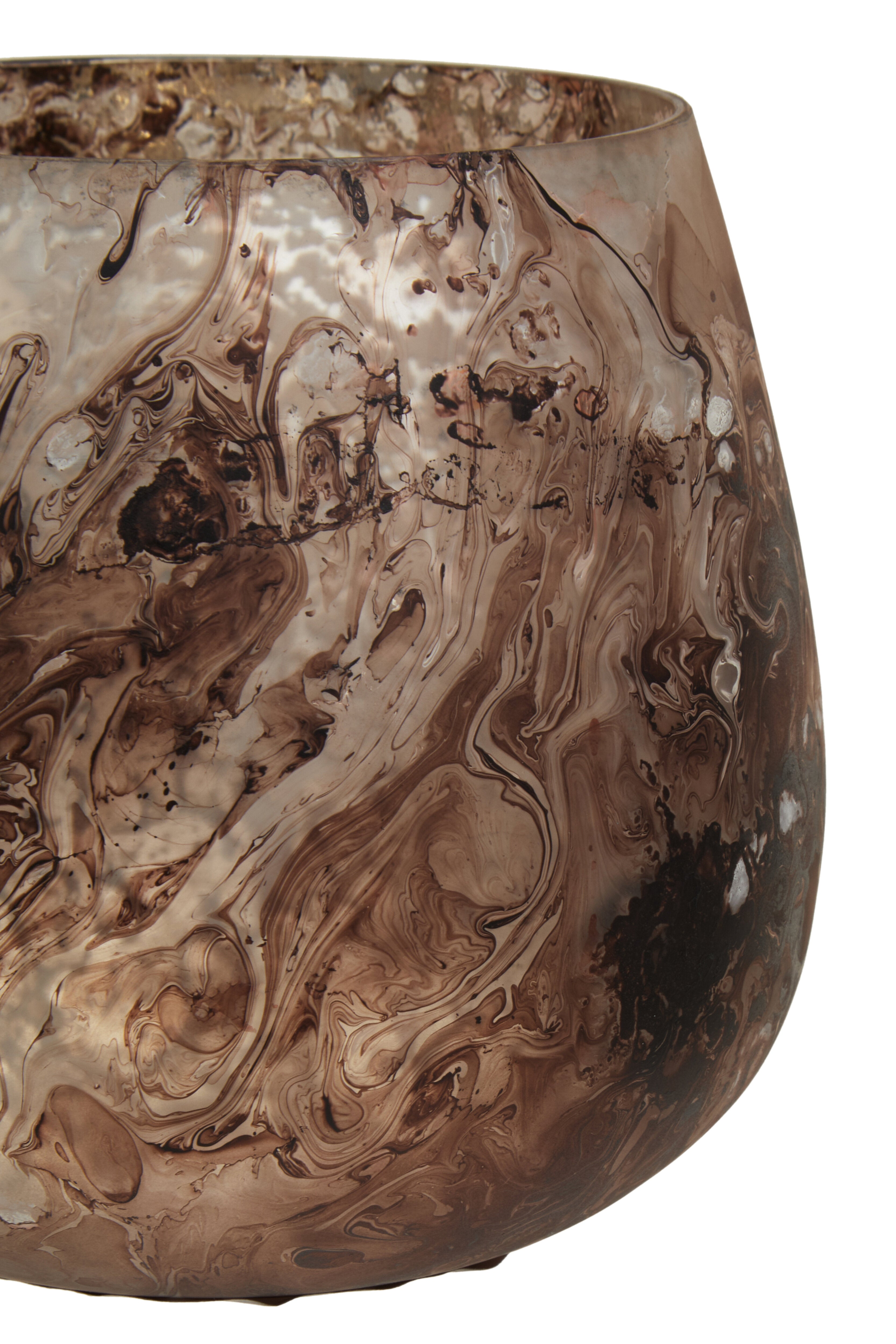 Vienna Brown Marble Effect Glass Candle Holder | Small
